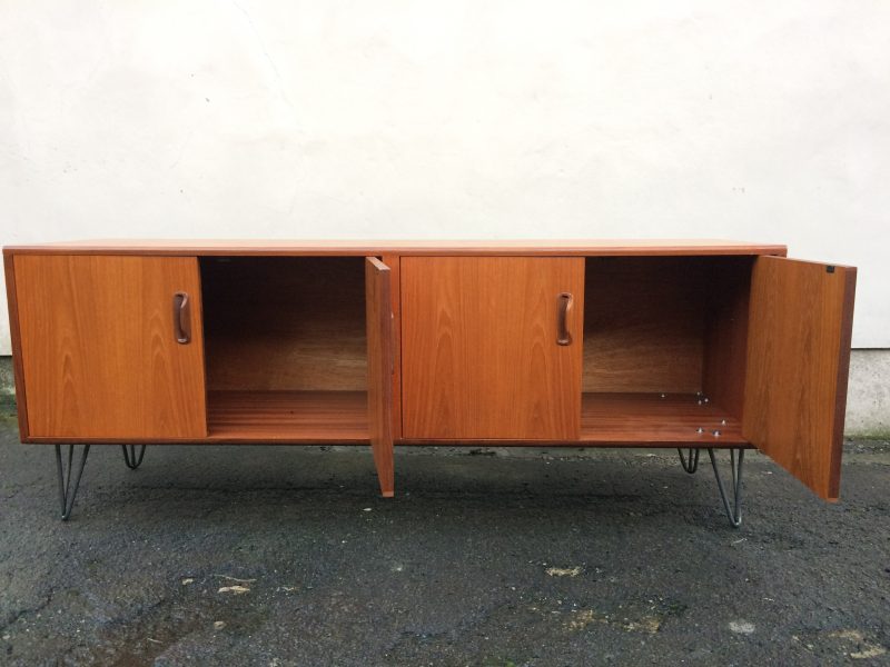 Vintage 1970s G-Plan Teak Sideboard Cabinet on Hairpin Legs