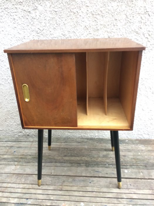 Vintage Mid Century Record LP Storage Cabinet On Dansette Legs