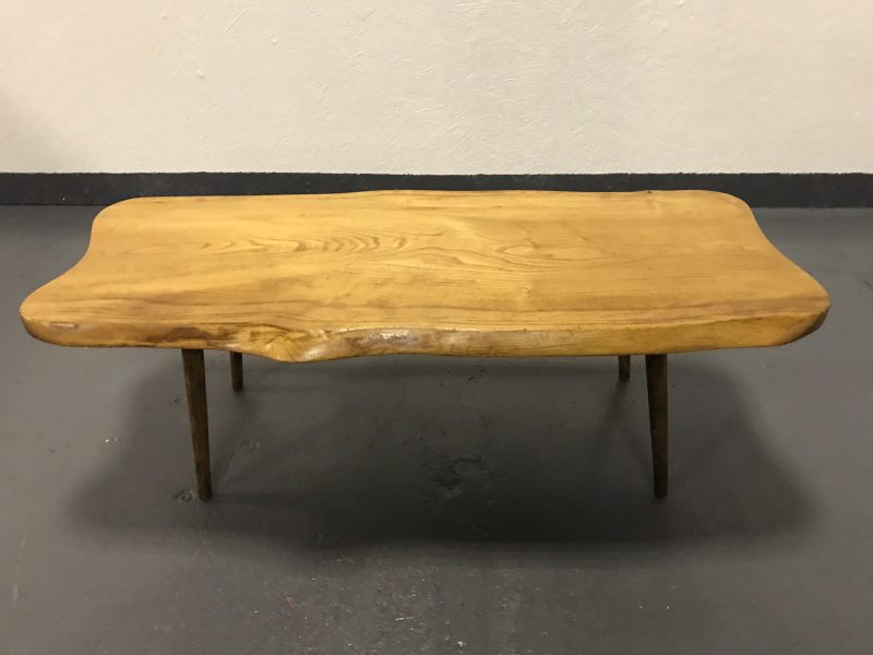 Stunning Mid Century Handcrafted Solid Elm Coffee Table On Dansette Style Legs