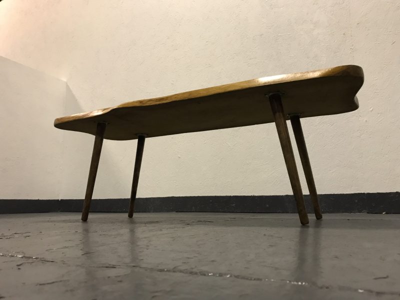 Stunning Mid Century Handcrafted Solid Elm Coffee Table On Dansette Style Legs