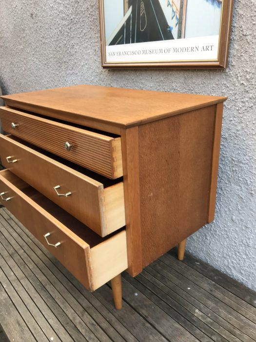 Vintage 1960s Danish Style Oak 3 Drawer Chest of Drawers By CWS Ltd