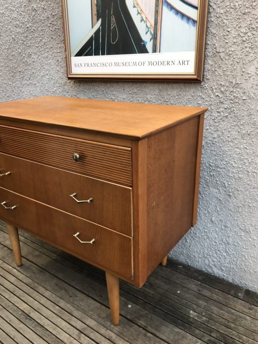 Vintage 1960s Danish Style Oak 3 Drawer Chest of Drawers By CWS Ltd