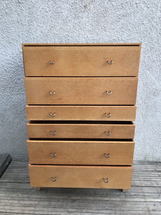 Vintage Mid Century Stag Oak Chest of Drawers / Tallboy