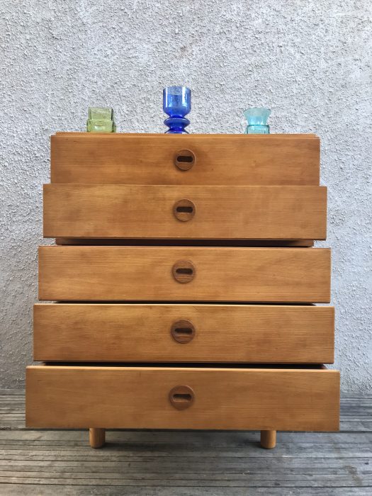 Mid Century Vintage Chest Of 5 Drawers by UNIFLEX