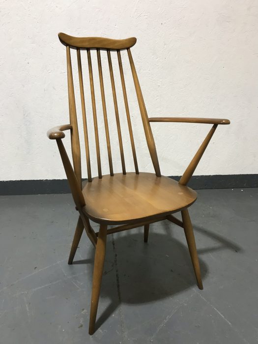 Set of Six Vintage ERCOL Goldsmith Dining Chairs Including 2 Carvers / Armchairs