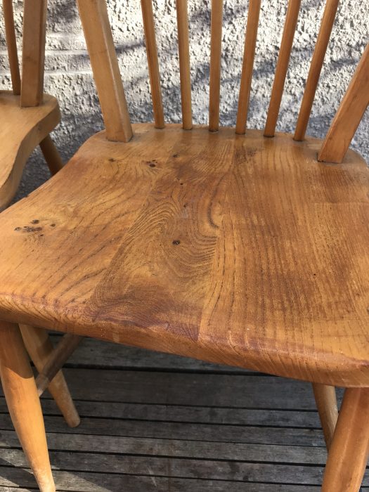Set Of 4 Mid Century Vintage ERCOL Windsor Hoop Back Dining Chairs Blue Label