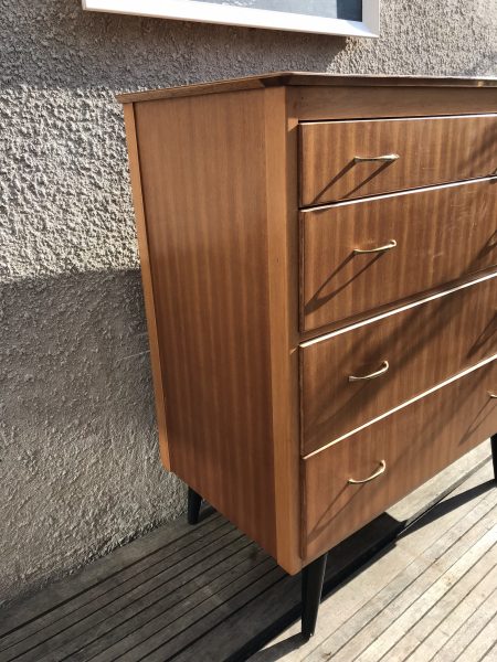 Mid Century Vintage Chest of 4 Drawers / Tallboy with Splayed Legs