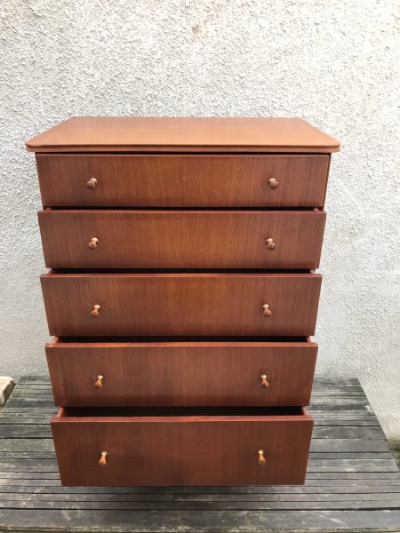 Vintage Mid Century VANSON Chest of 5 Drawers Tallboy 