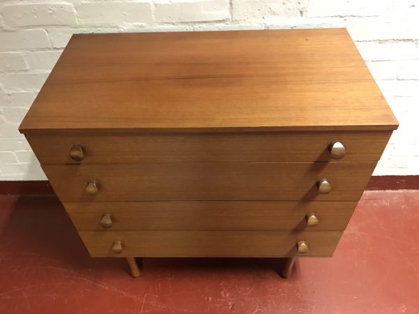 Mid Century AVALON Vintage Teak Chest Of 4 Drawers  / TallBoy