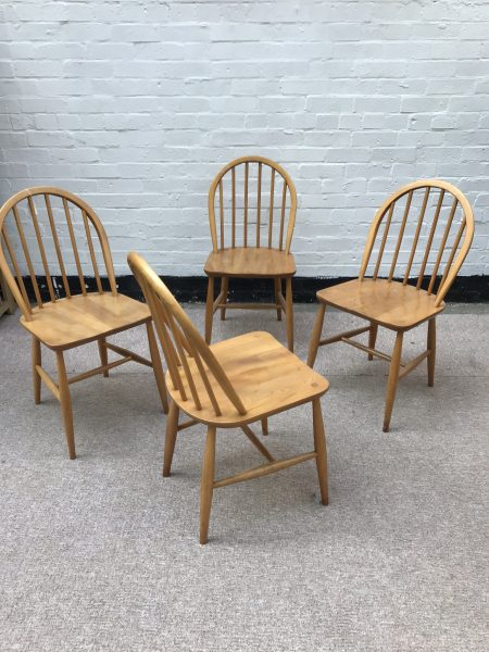 4 x Vintage 1960s ERCOL Windsor Kitchen Chairs 
