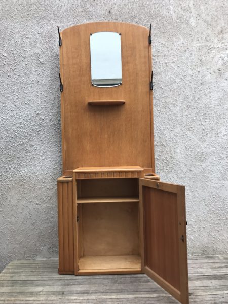 Vintage Art Deco Umbrella Hall Coat Stand & Cupboard 1930s By LEBUS