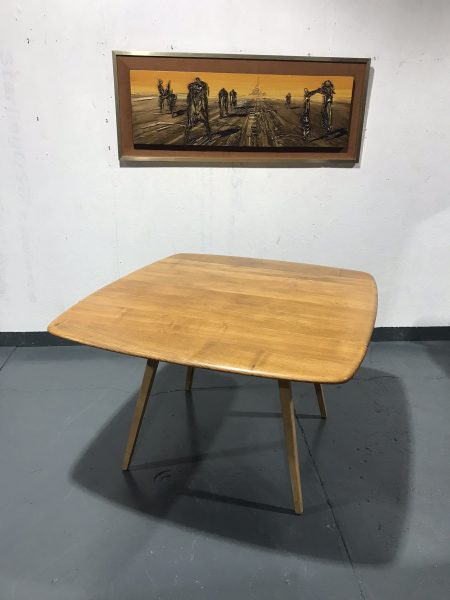 Vintage Mid Century ERCOL Blonde Square Drop Leaf Dining Kitchen Table