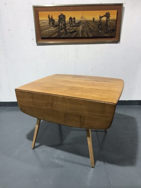 Vintage Mid Century ERCOL Blonde Square Drop Leaf Dining Kitchen Table