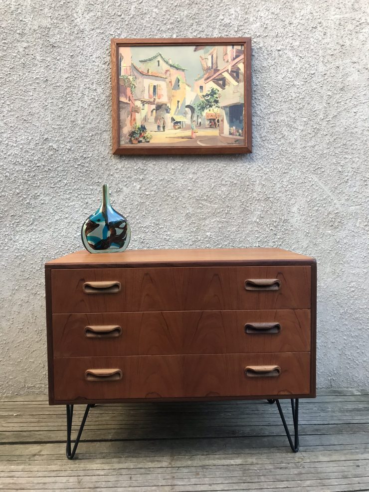 Retro 1970s G Plan Fresco Chest Of 3 Drawers On Hairpin Legs