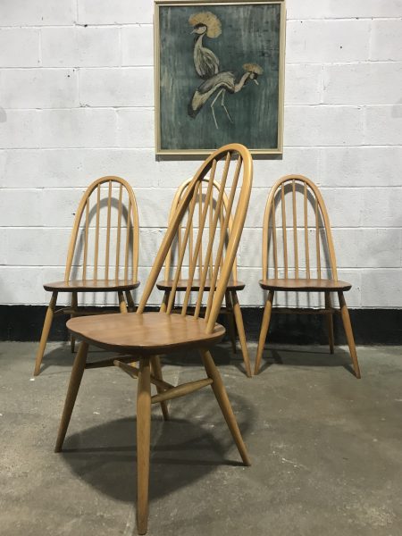 ERCOL Blonde Windsor Drop Leaf Table & 4 Matching Quaker Chairs