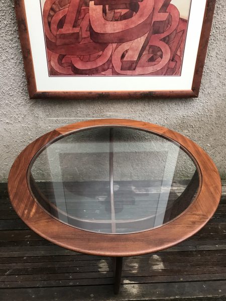Vintage 1970s Teak Glass Circular 'Astro' Coffee Table by V.B. Wilkins for G Plan   