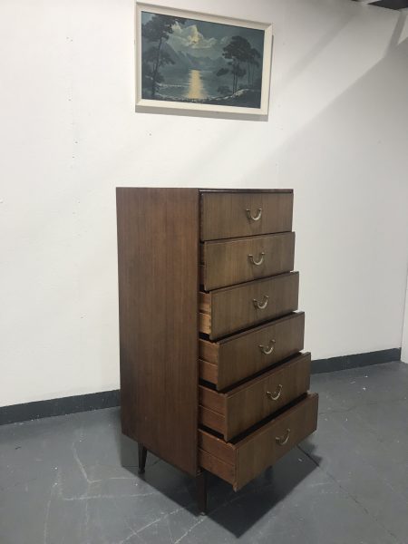 Classic Mid Century Teak TallBoy Chest of 6 Drawers by Meredew