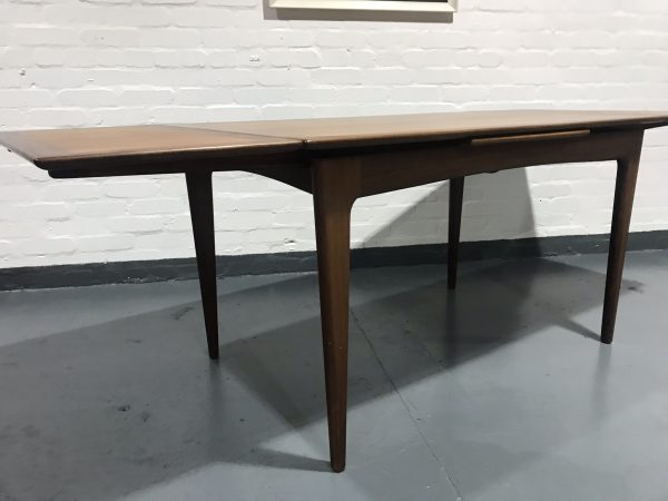 Vintage 1960s Danish Inspired Teak Drawleaf Extending Dining Table By A. Younger