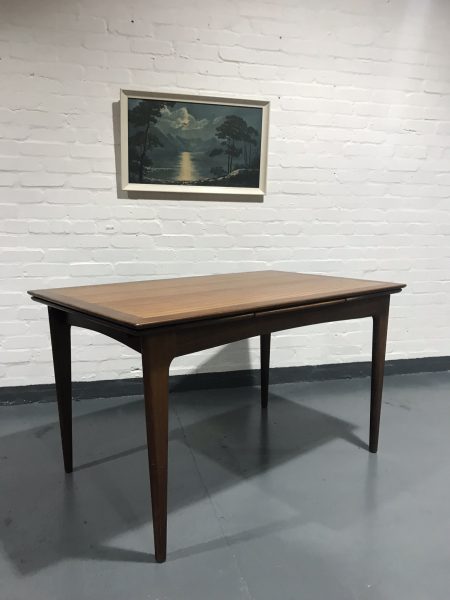 Vintage 1960s Danish Inspired Teak Drawleaf Extending Dining Table By A. Younger