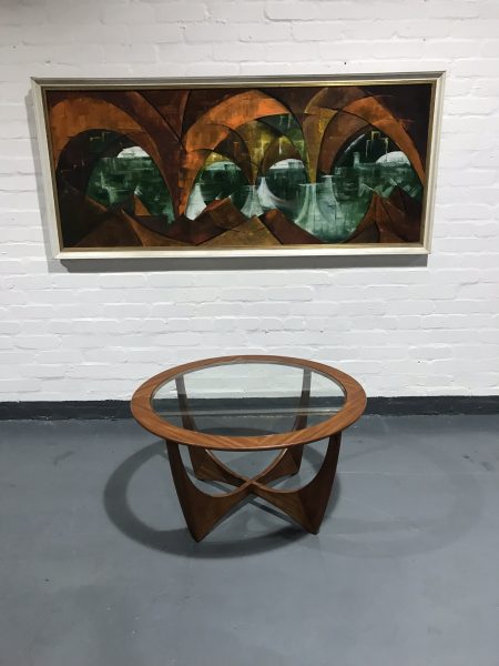 Vintage 1970s Teak Glass Circular 'Astro' Coffee Table by V.B. Wilkins for G Plan