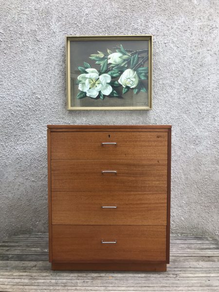 Retro Industrial Oak Chest of Drawers Military MOD 1970s 