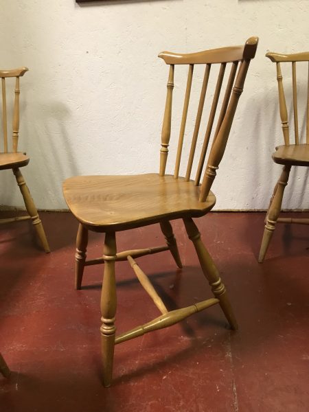 Set of 4 ERCOL Vintage Blonde Fan Back Windsor Dining Chairs Model 714