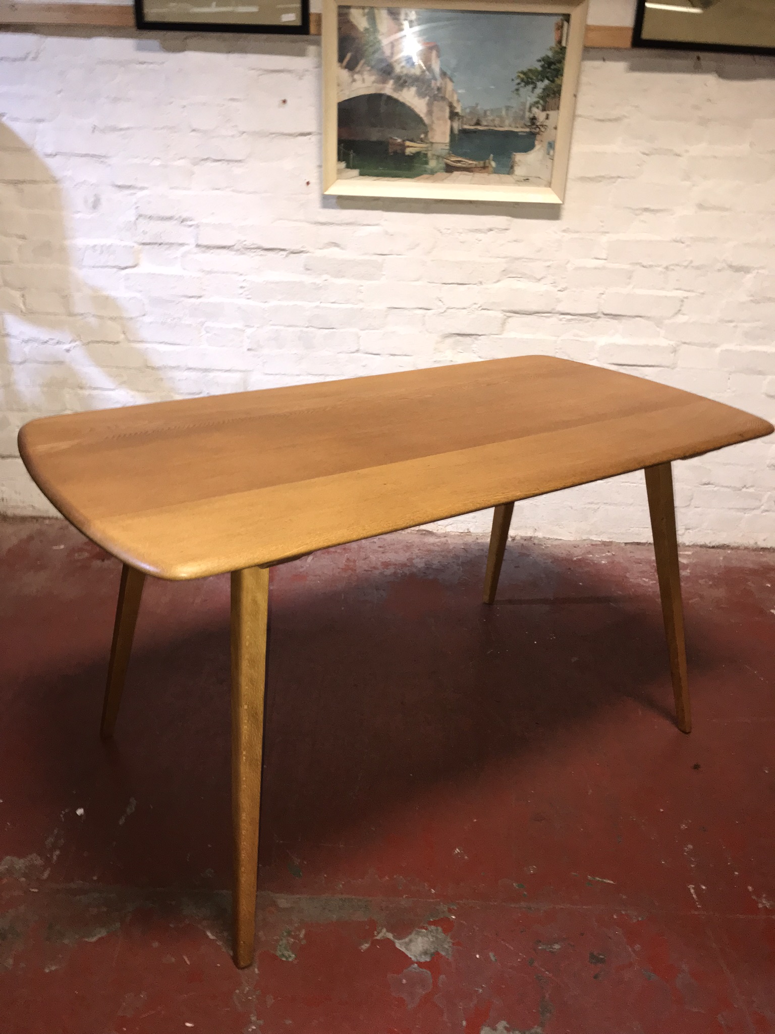 Original Vintage ERCOL Blonde Windsor Plank Dining Table Model 382