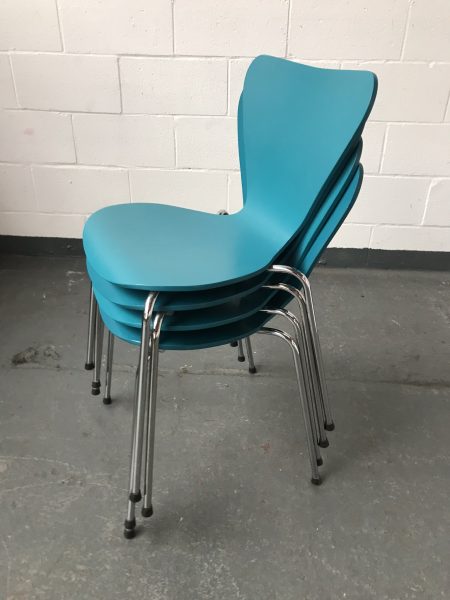Set of Four Retro Turquoise ALLERMUIR Series 7 Style Chairs