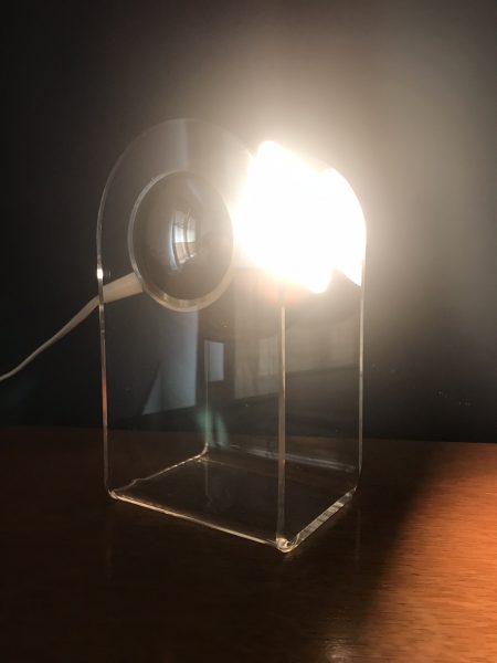 Vintage MCM Robert Sonneman Style Lucite Base Silver Eyeball Table Lamp