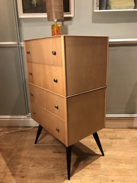 Vintage Mid Century 1950s Chest of Drawers / Dressing Chest / Tallboy on Legs