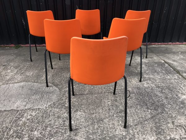 Retro 1960s / 70s Orange Stacking Chairs - School / Dining / Outdoor / Indoor / Cafe