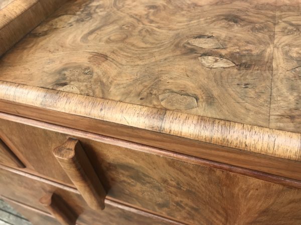 Beautiful Vintage Burr Walnut Chest of Drawers Art Deco 1920s-1950s