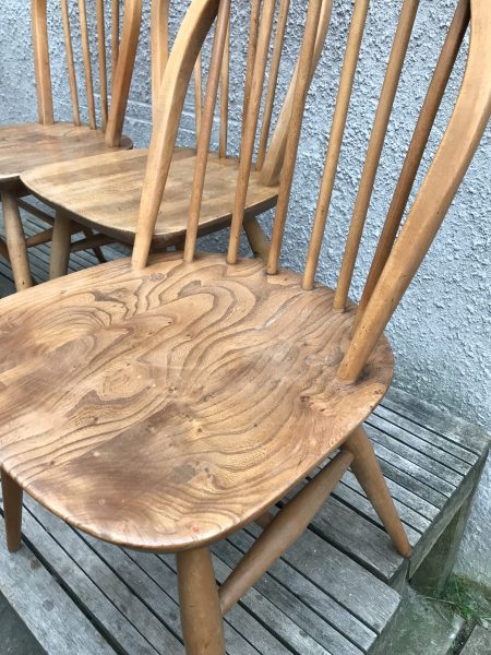 Set of 4  Mixed Vintage Mid Century 1950s / 1960s ERCOL Windsor Kitchen Chairs
