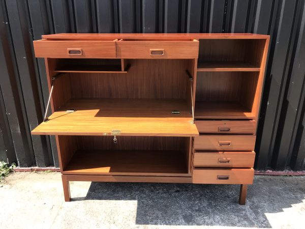 Vintage Retro 1970s MANN EGERTON Military Bookcase Bureau Drinks Cabinet 