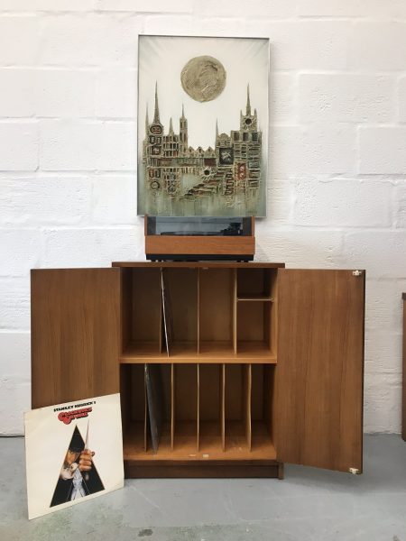 Tall Retro 1970s Vinyl Record Storage / Cupboard / Cabinet - Ready for Hairpins?