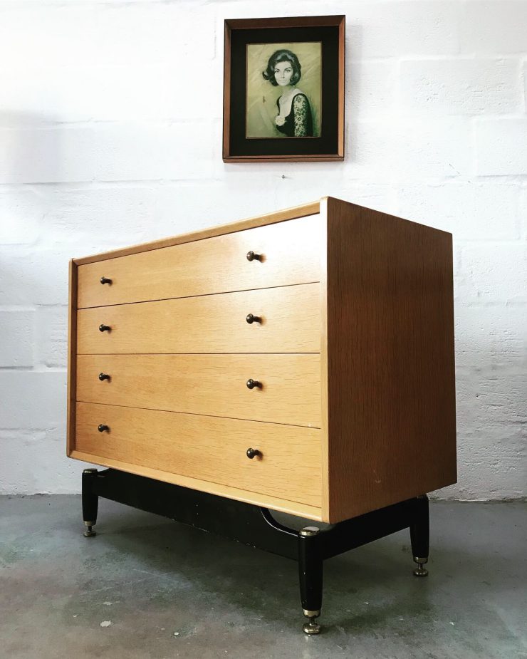 Vintage 1960s Mid Century G Plan 4 Drawer Chest Of Drawers Light Oak