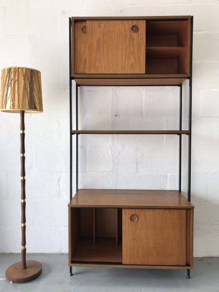 Mid Century Teak Wall Unit with Vinyl Storage by Avalon