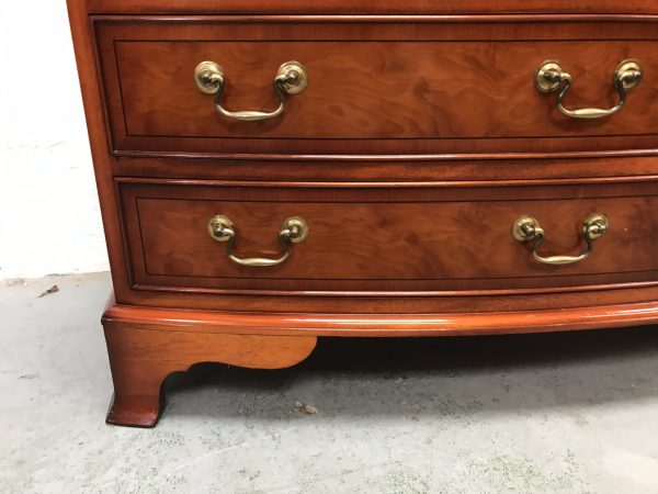 Vintage Pair of BRADLEY Yew Wood Chests of 9 Drawers with Bowed Fronts 