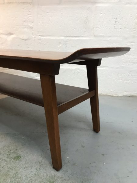 Mid Century Danish Style Vintage Sleigh Top Coffee Table