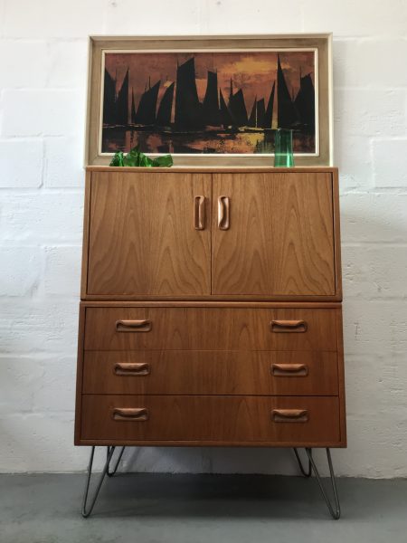 Re-Purposed Vintage G Plan Fresco Cabinet and Drawers on Hairpin Legs