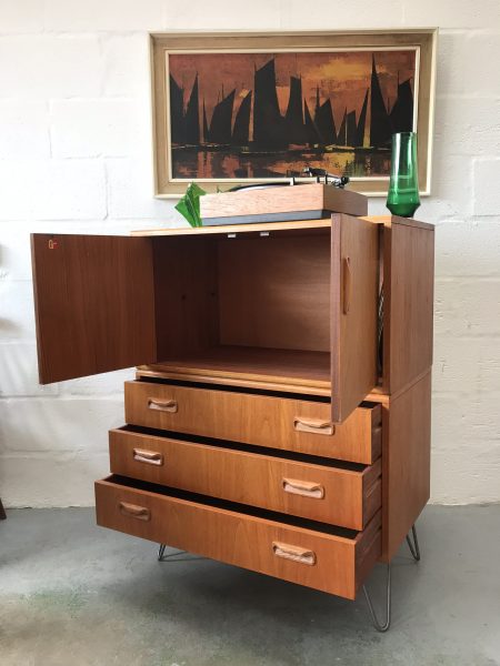 Re-Purposed Vintage G Plan Fresco Cabinet and Drawers on Hairpin Legs