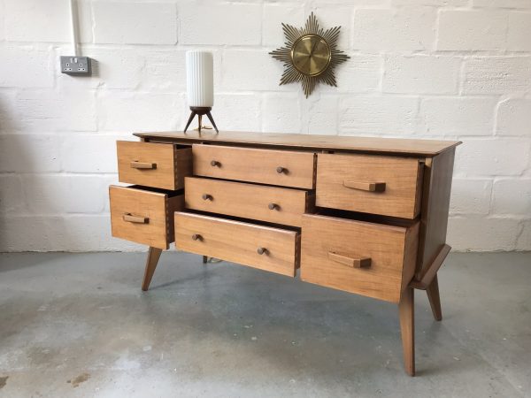 Vintage Mid Century Walnut Dressing Chest / Sideboard with Seven Drawers
