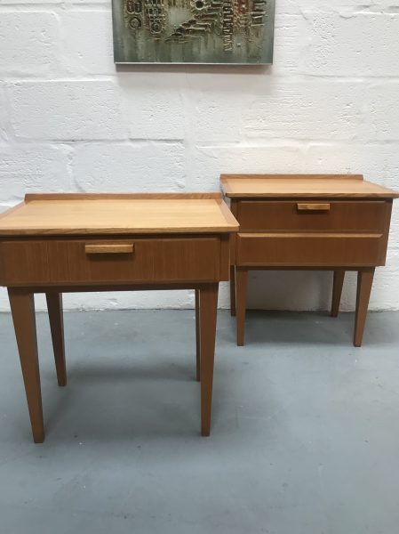 Mid Century Style Light Oak Chest of Drawers and Matching Bedside Cabinets