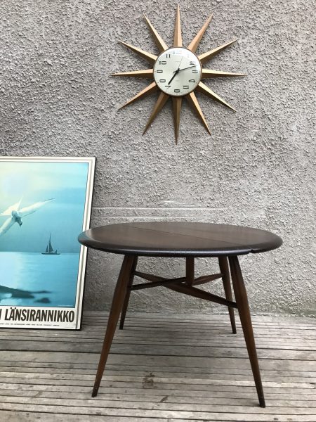 Vintage 1960s ERCOL Drop-leaf Coffee Occasional Side Table 'Half-Moon' Model 308 