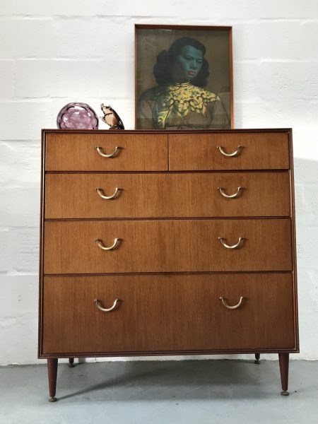 Vintage Mid Century Teak Tall Boy / Chest of Drawers by Meredew