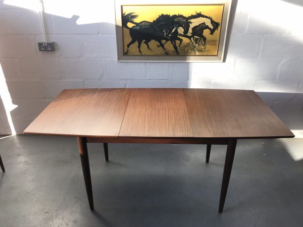 Vintage 1960s Mid Century Teak Extending Dining Table and & 4 Chairs by SCANDART