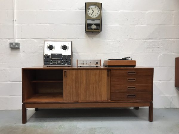Vintage Retro 1970s Remploy Teak Sideboard Cupboard Industrial Storage Military