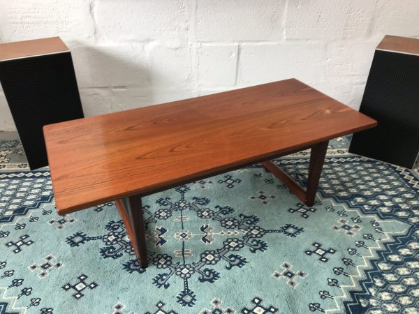 Vintage Sleigh Leg Teak Coffee Table Retro