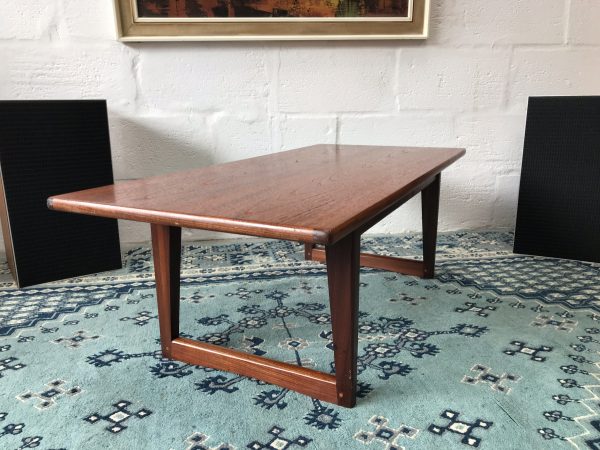 Vintage Sleigh Leg Teak Coffee Table Retro