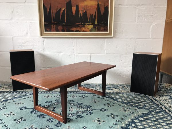 Vintage Sleigh Leg Teak Coffee Table Retro